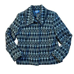 Women's Pendleton 100% Wool Jacquard Pattern Zipper Jacket Coat Blazer - Large